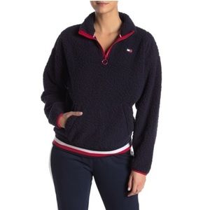 Tommy Hilfiger Faux Shearling Quarter Zip Jacket Size Medium